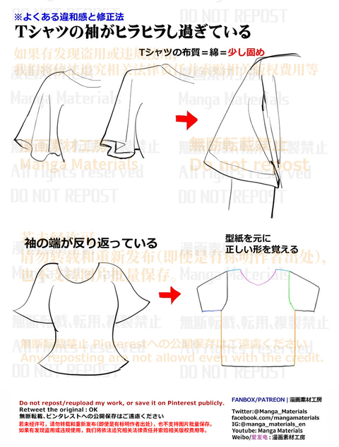 個人メモ：Tシャツの袖のよくある違和感