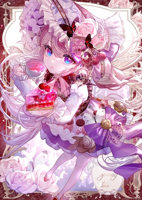 初夏の薔薇とさくらんぼ紅茶の妖精🍒