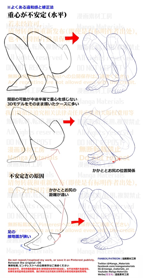 個人メモ：しゃがみポーズの重心