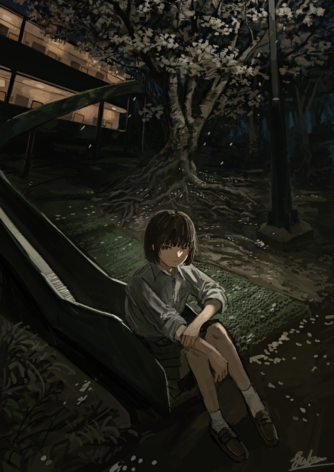 夜の間、桜とか