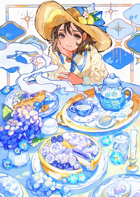 青いテーブル