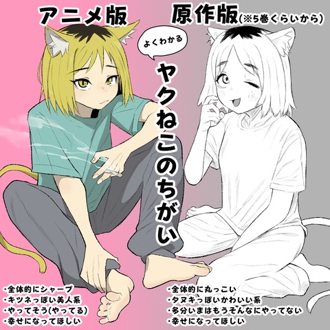 ヤクねこのアニメと漫画の違い