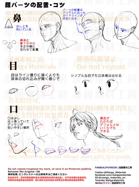 個人メモ：顔のパーツの配置のコツ