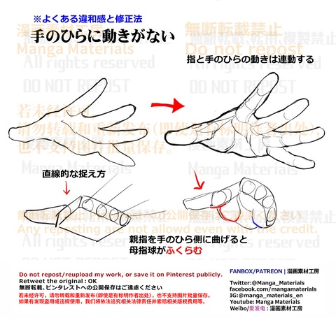 個人メモ：指と手の平は連動する