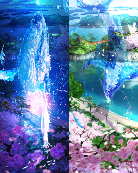 桜舞上がる夜　桜舞い降りる昼