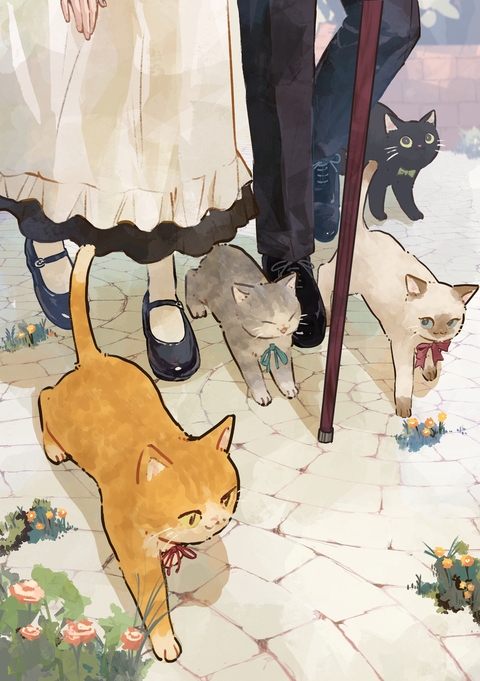 足元に集合🐈🐾