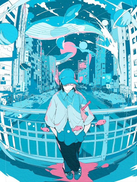 東京都幻想区・海星町中央通り-夜。