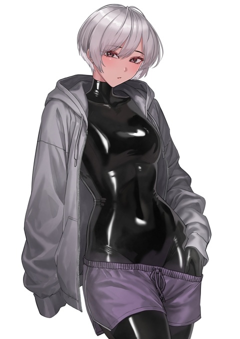 ぴっちりとパーカーと