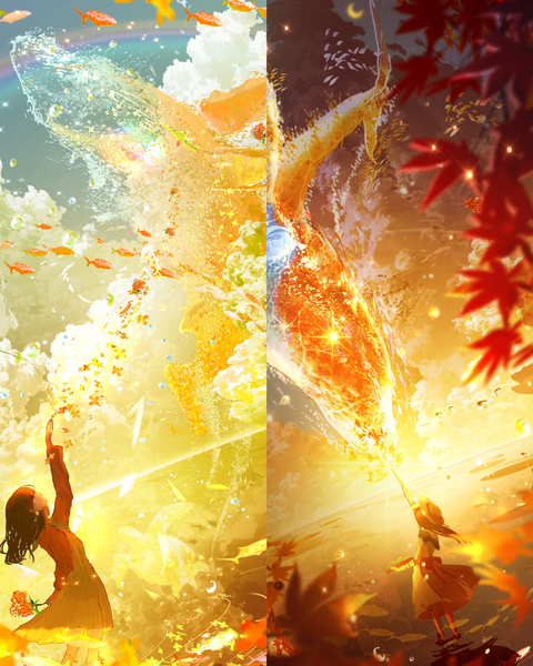 黄金色の秋と夕焼け色の秋