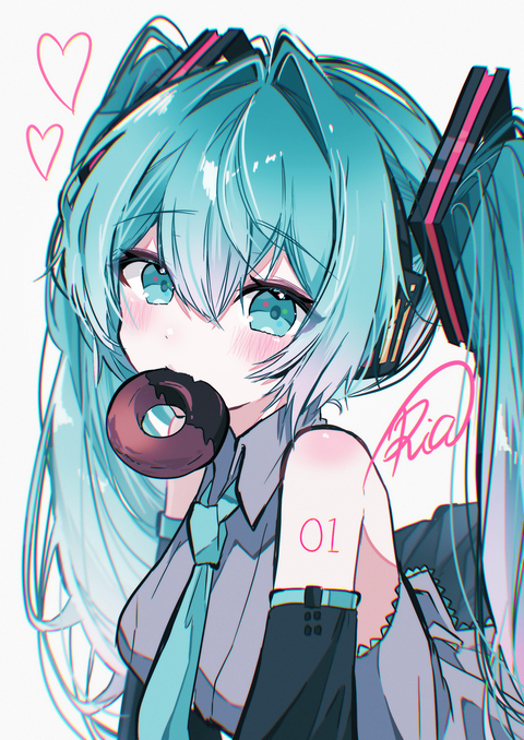 ドーナツ食べてるミクさん