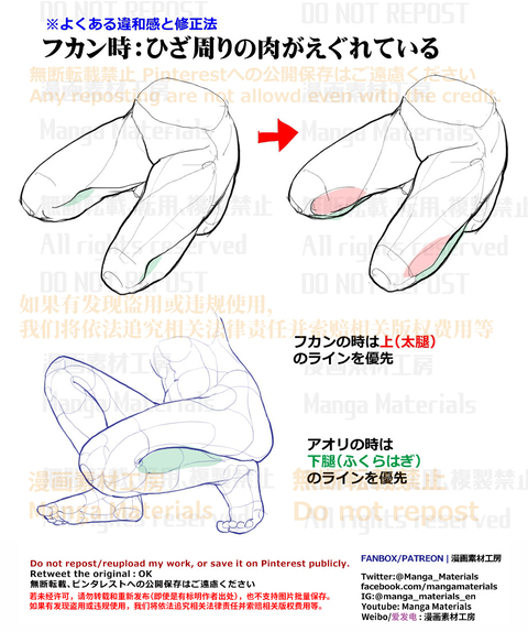 個人メモ：曲げた膝 / 密着部の肉感