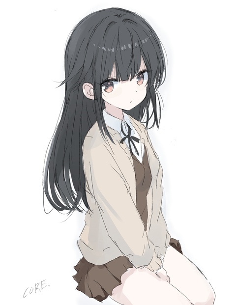 制服黒髪少女